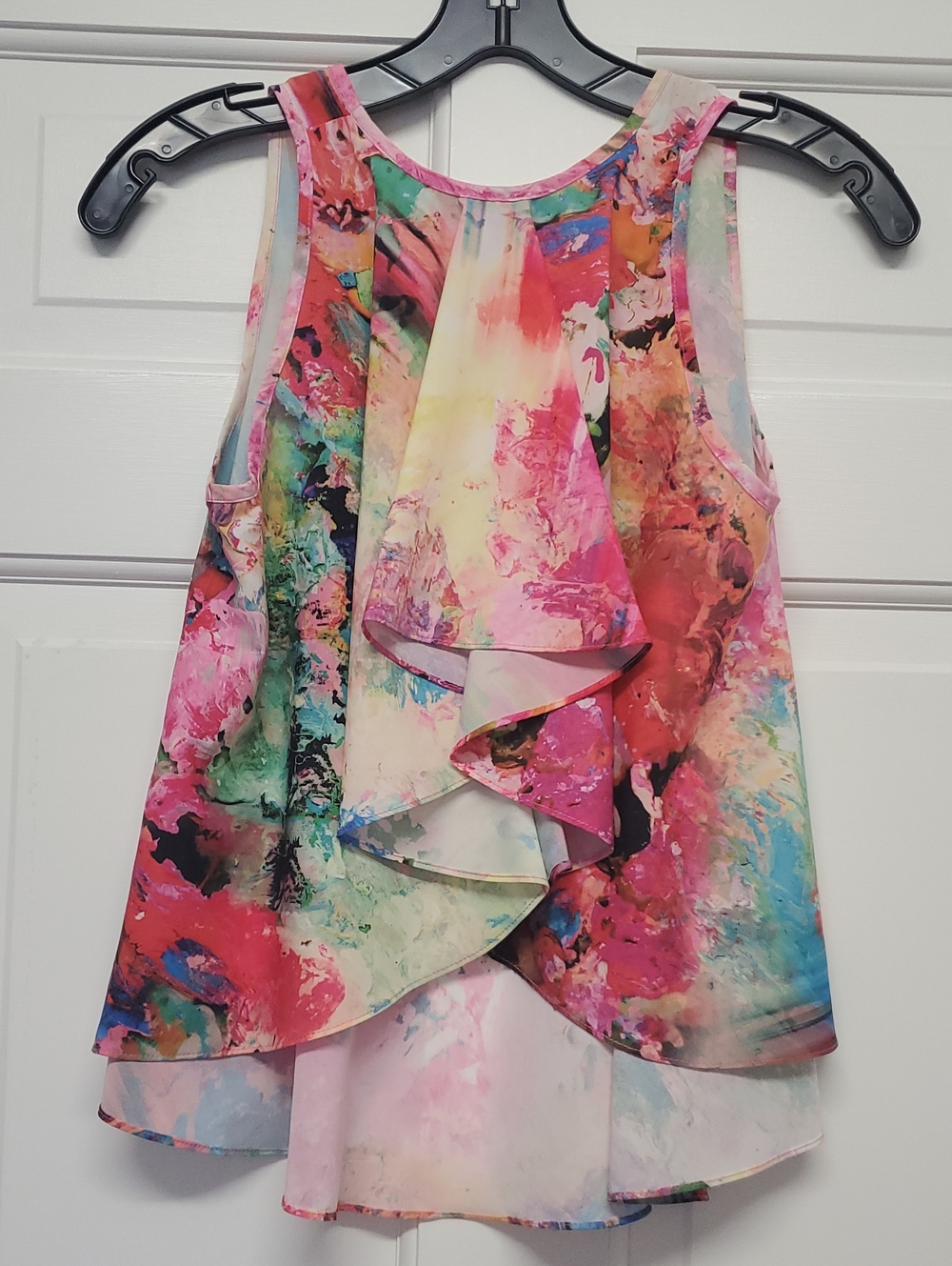 Amanda Uprichard Pink Multicolor Cold-Shoulder V-Neck Blouse XS